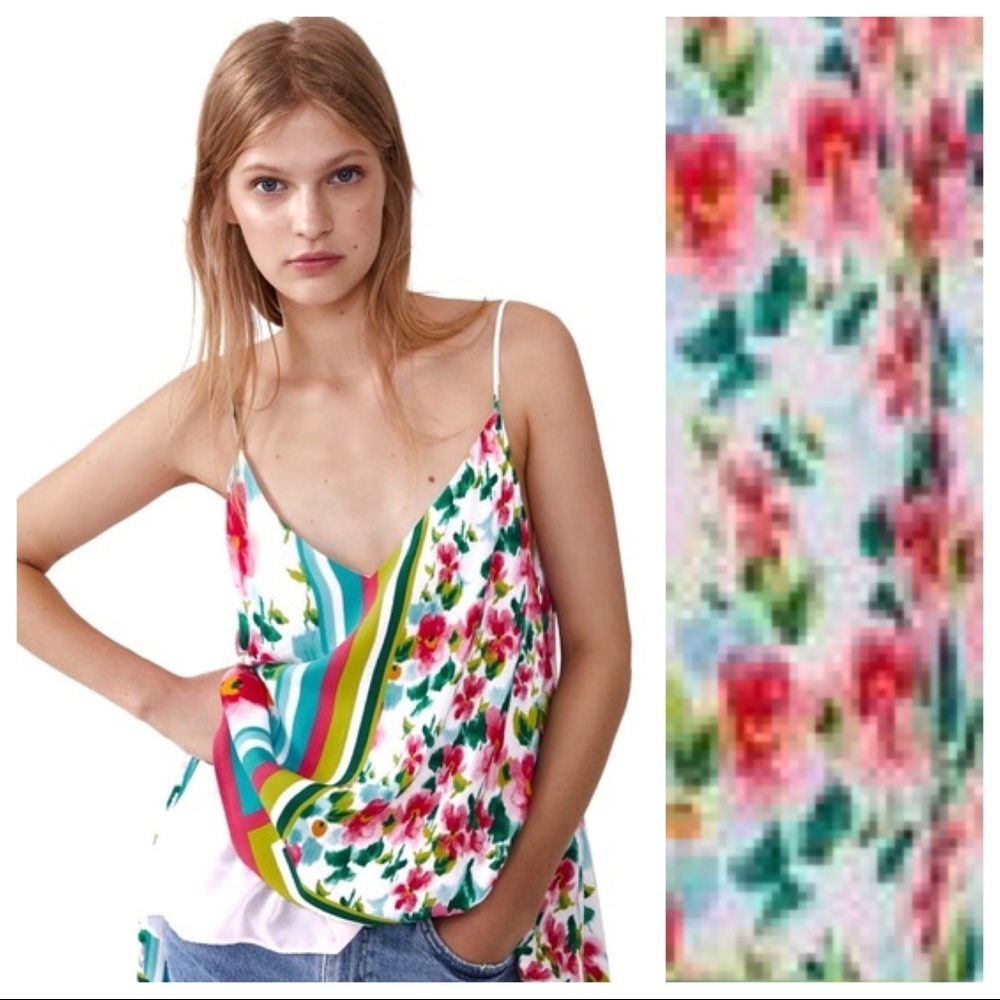 NWOT. Zara 100% Viscose Floral Print Flowy Tank Top. Size XS.